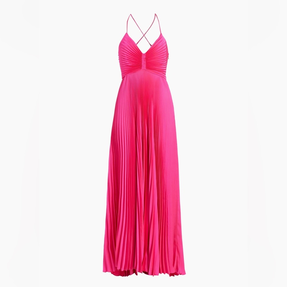 A.L.C. Vibrant Pink Pleated Maxi Dress